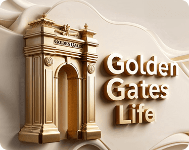 Golden Gates Life golden arch logo.
